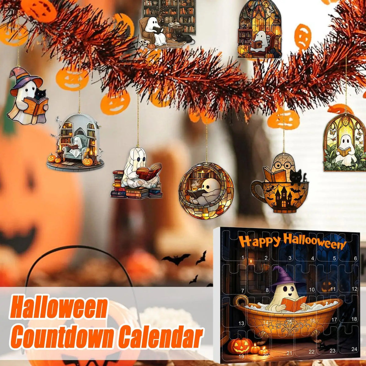 Advent Halloween Calendar 24 Days Ghost Pendant Decor