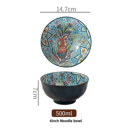 Ceramic Bohemian Rice Bowl Retro Noodle Bowl Kitchen Gift