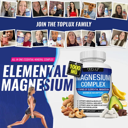 Complex Magnesium 1000mg Supplement - Fall 2026 Wellness Trend - Sleep Support And Muscle Relaxation