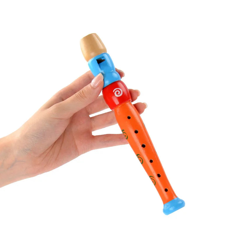 Wooden 1Pc Cartoon Flute - 6-Hole Musical Toy for Kids