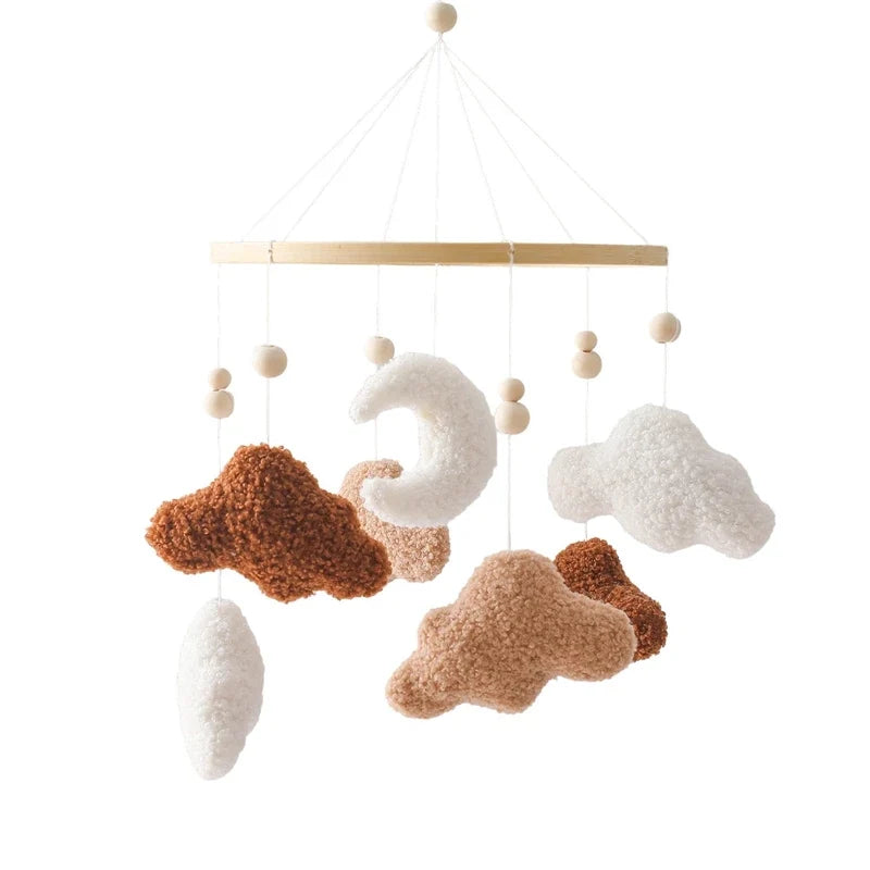 Crib Wooden Mobile Felt Bear Musical Newborn Sensory Toys