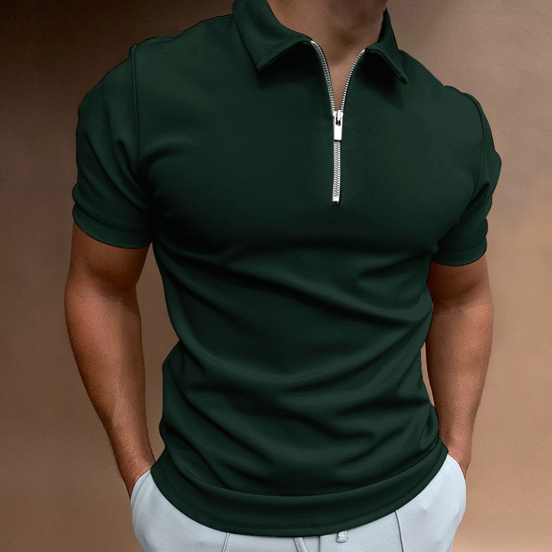 Variant image for Classic Fit Zipped Mens Polo Shirt in Multiple Colors - Stylish, Comfortable, Breathable Polyester-25