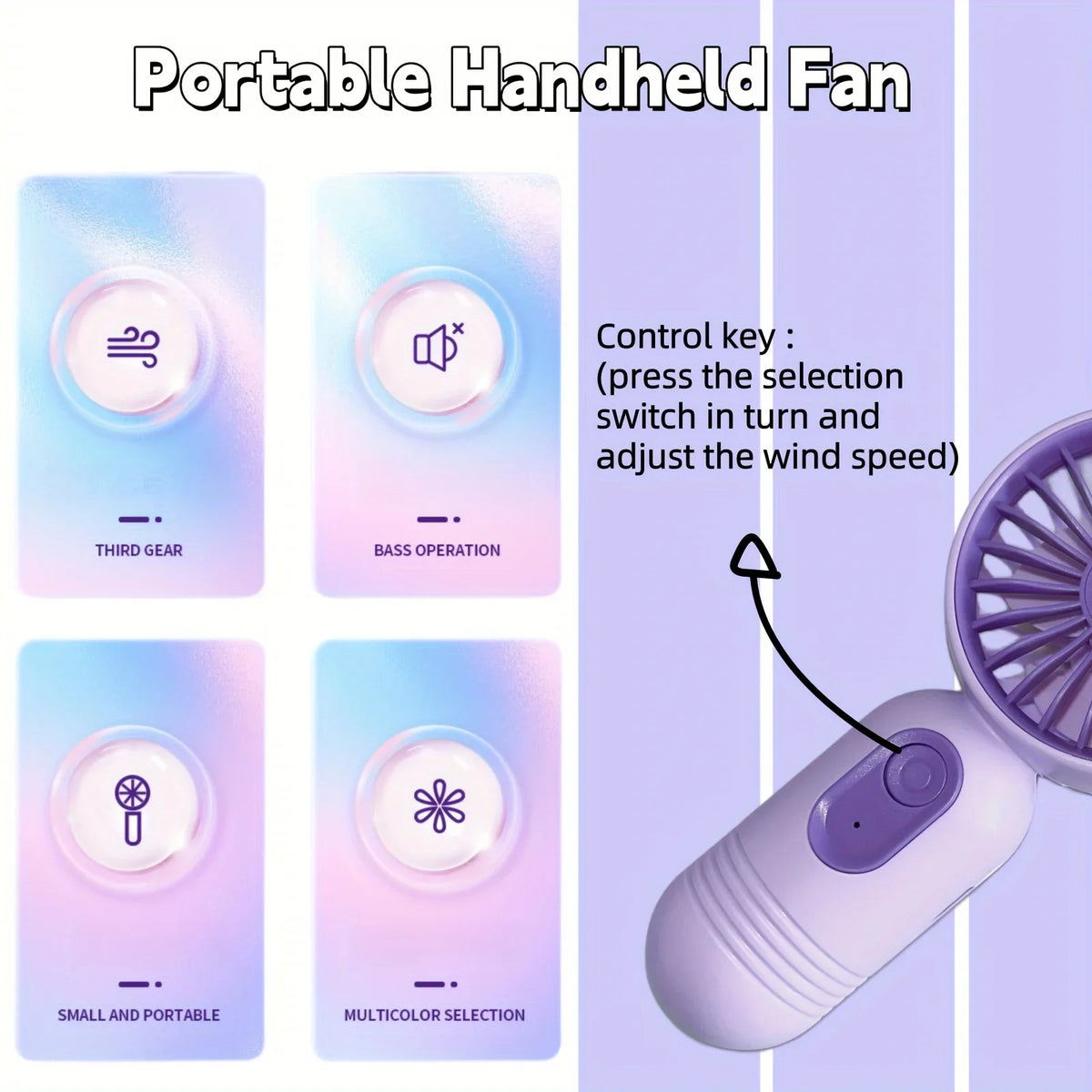 Mini Travel-Friendly Hand-Held Fan - USB Charging, 3-Speed Compact Fan for Office, Outdoor Travel and Camping