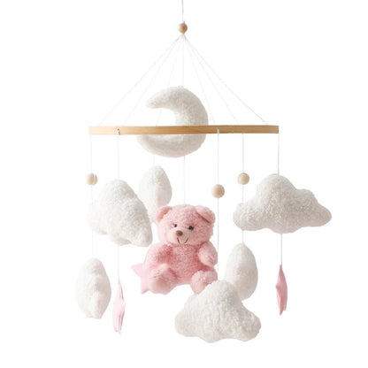 Crib Wooden Mobile Felt Bear Musical Newborn Sensory Toys