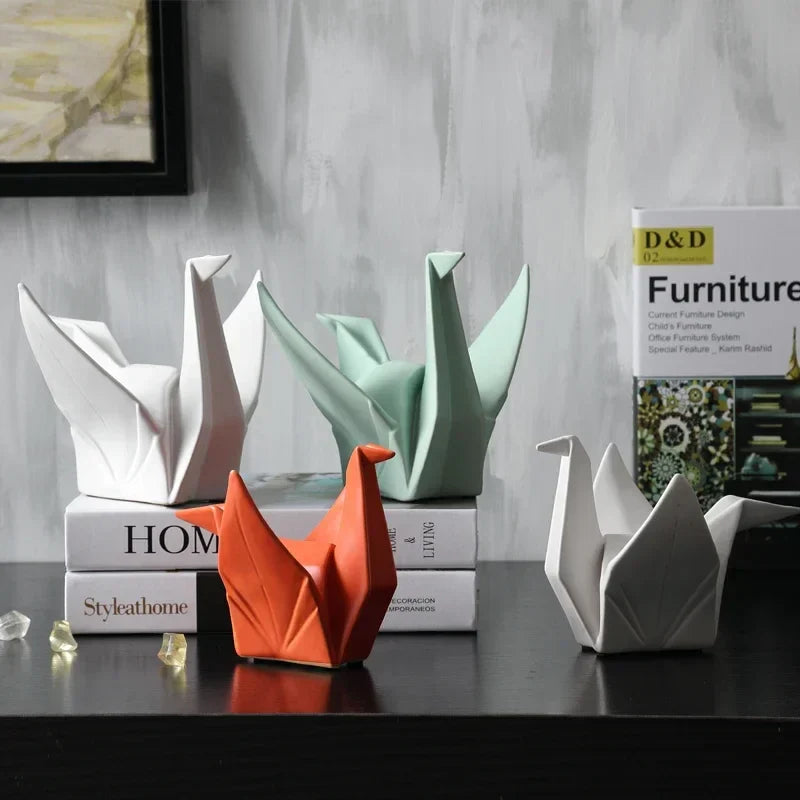 Ceramic Bird Statue Origami Sculpture Contemporary Desktop Household Decor Fall 2025 Accent Minimalist Office Gift