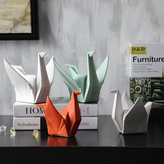 Ceramic Bird Statue Origami Sculpture Contemporary Desktop Household Decor Fall 2025 Accent Minimalist Office Gift