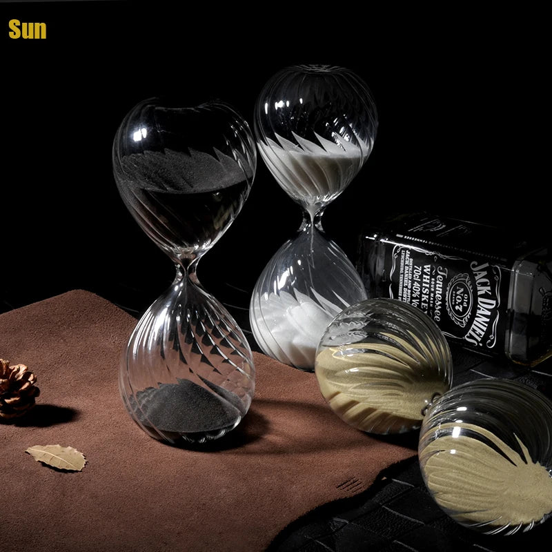 Timer Hourglass 30-Minute Moire Ripple Glass Hourglass Decor Fall 2025 Coffee Shop Centerpiece And Functional Timer Gift