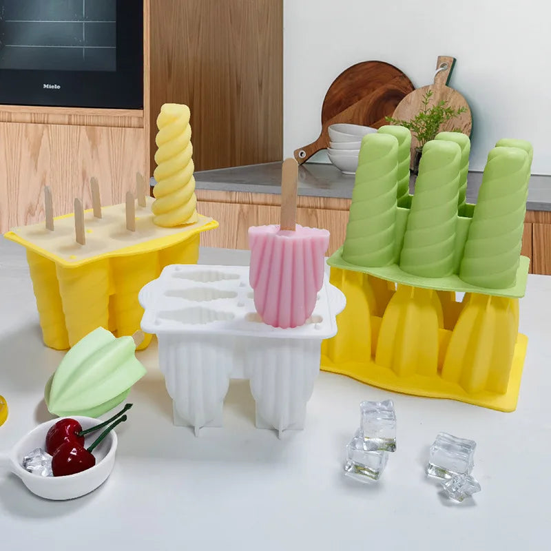 6-Hole Silicone Popsicle Molds for Homemade Ice Cream, Simple Release Ice Pop Maker with Cover and Sticks