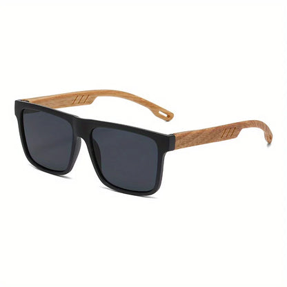 Square Sunglasses Frame Unisex Outdoor Eyewear UV400 Protection Summer 2026 Trend Wood Grain Hinges