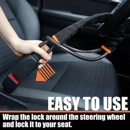 3-Key Anti-Theft Security Device 2026 – Universal Car Steering Wheel Lock with Seatbelt Buckle