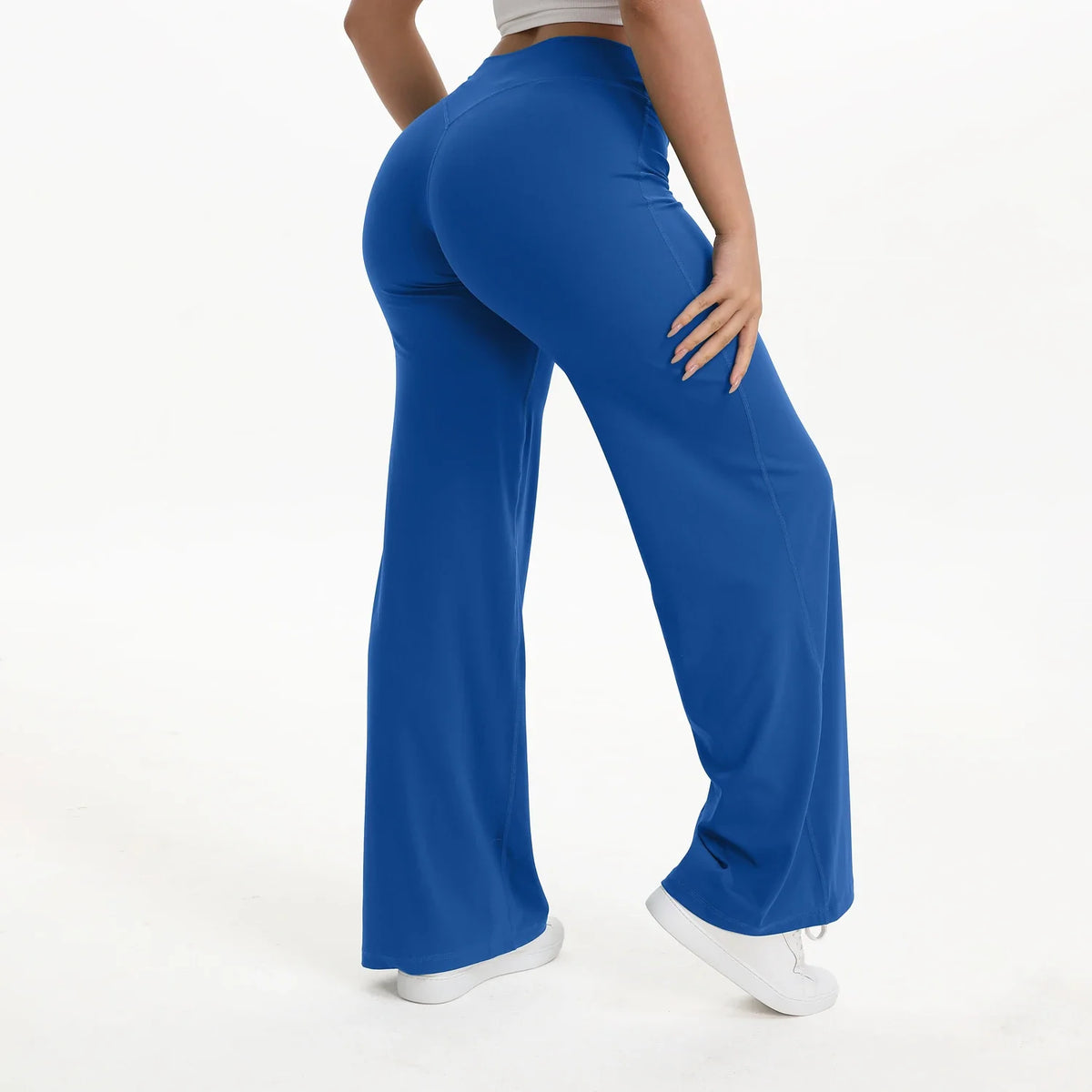 Plush and flattering women's yoga pants - mid-waist straight leg, nylon/elastane blend, for gym and Pilates