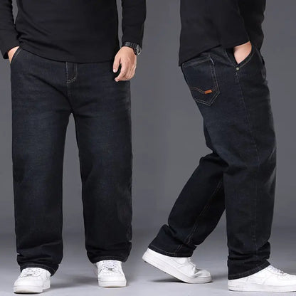 Relaxed Oversized Men's Jeans - High Waist, Stretch Denim