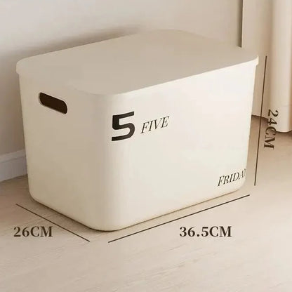 Beige PP Ins Style Storage Box with Lid - Household Organizers for Dustproof Clothing & Toys