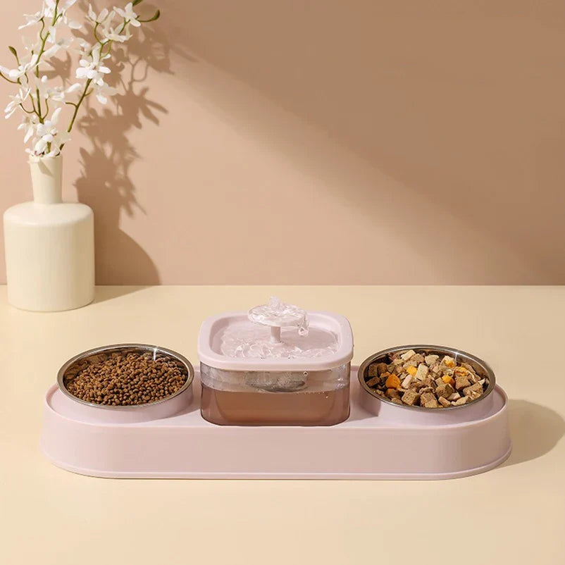 Automatic Pet Feeder 200ml Portion Double Bowl Stainless Steel Food And Water Station Fall 2025 Anti Slip Simple Clean