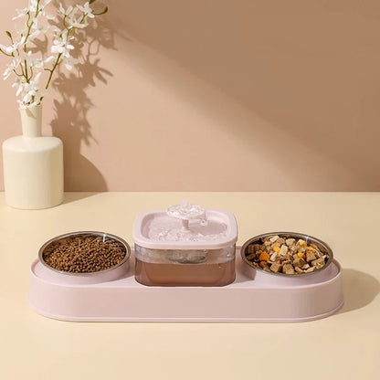 Automatic Pet Feeder 200ml Portion Double Bowl Stainless Steel Food And Water Station Fall 2025 Anti Slip Simple Clean