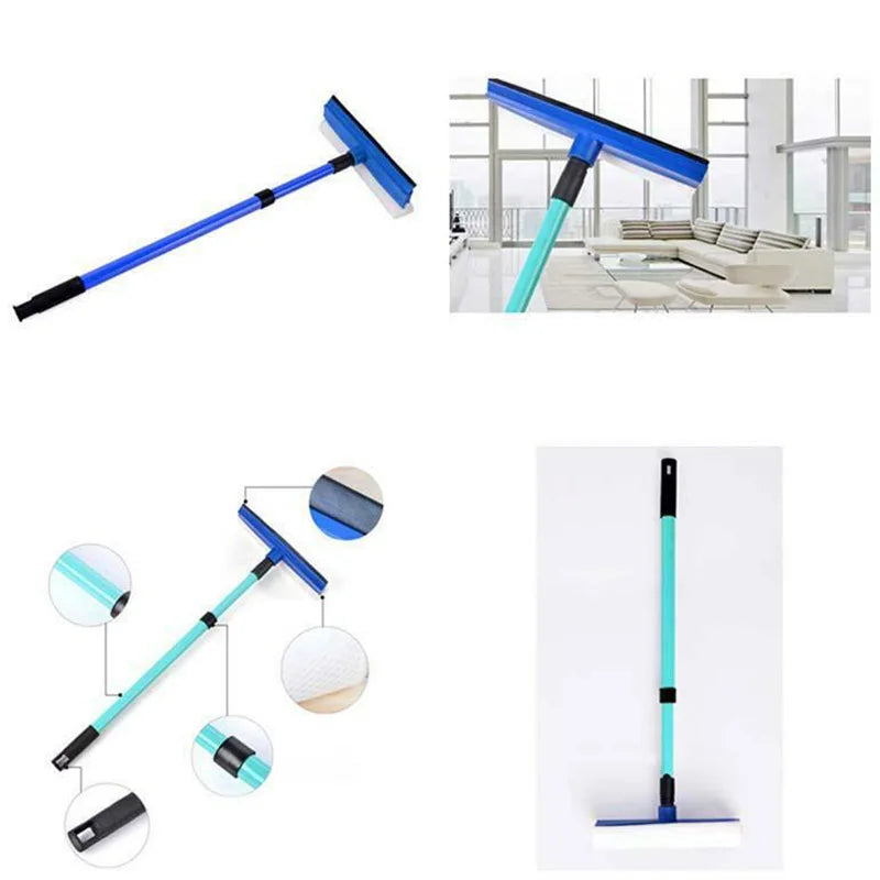 Telescopic Window Glass Cleaner with Long Handle Sponge Brush - Household Cleaning Device