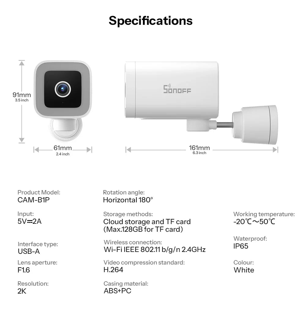 Outdoor Security Camera 2K HD AI Human Detection IP65 Weatherproof 180 Degree Pan Fall 2026 Works With Alexa Google Household