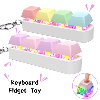 Fidget Keyboard Toy LED Keychain 4 In 1 Stress Relief