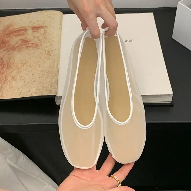 Light Women Ballet Flats - Shallow Slip On Mesh