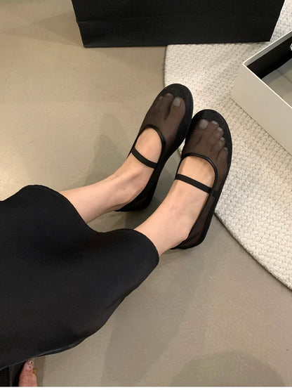 Light Women’s Mary Jane Flats - Shallow Mesh, Casual
