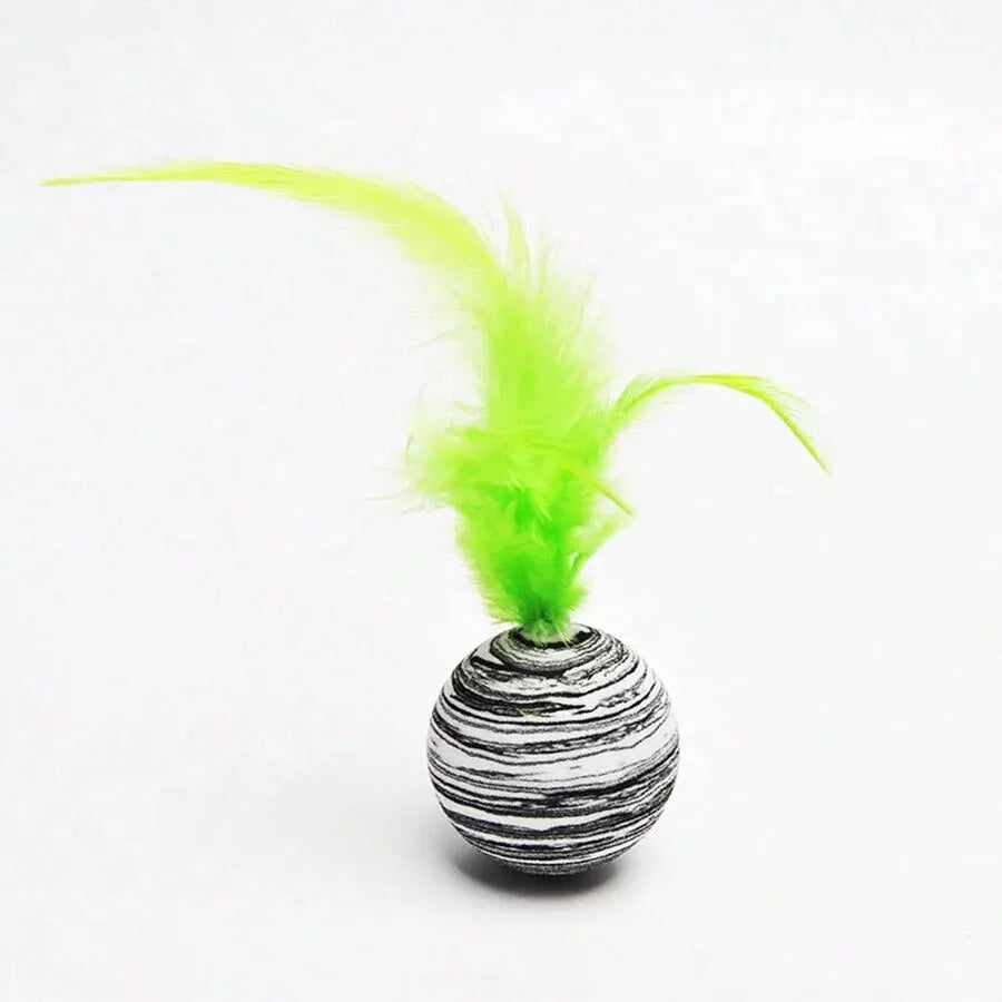 Toy Cat Striped Ball Interactive - Fun Pet Play, 5g Feather Toy