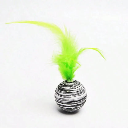 Toy Cat Striped Ball Interactive - Fun Pet Play, 5g Feather Toy