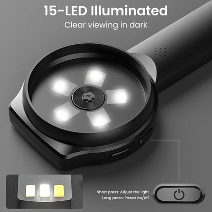 Digital Microscope 2.8-Inch IPS Screen Hand-Held, 1080P HD, 100X Zoom With 15 LEDs For PCB And Coin Examination