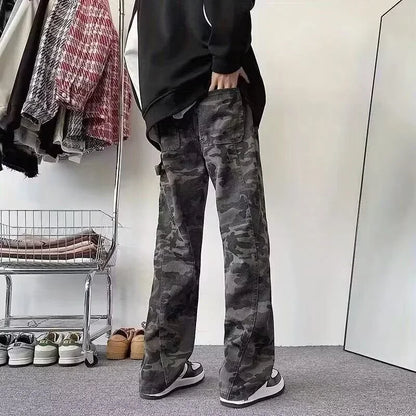Men’s Oversized Cargo Jeans - Baggy Straight Denim Wear