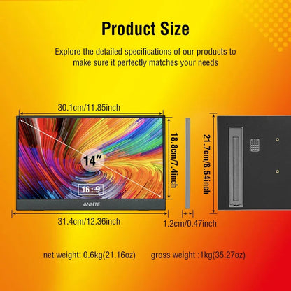 Travel-Friendly Monitor 14.1 Inch Touch IPS HDR10 Second Screen