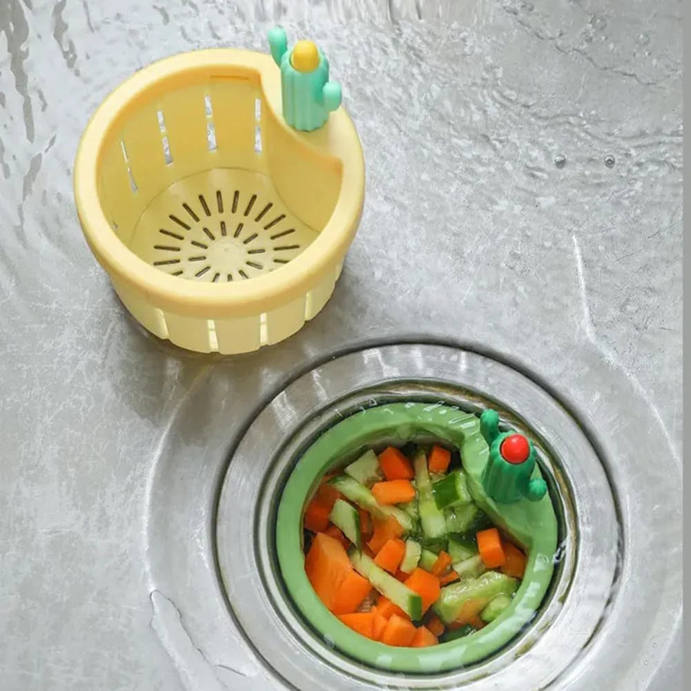 Sink Kitchen Drain Strainer With Handle Cactus Design ABS Plastic Waste Filter Eco Friendly 2026 Gift