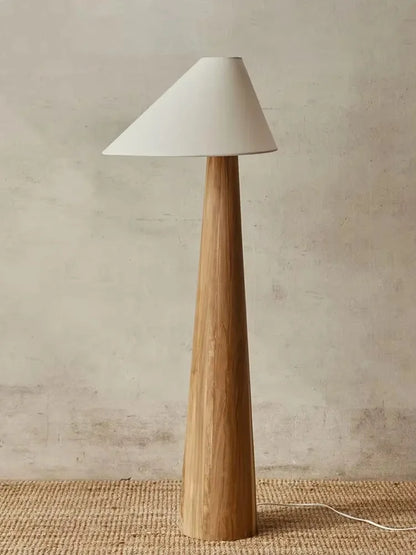 Japandi Conical Oak Floor Lamp Wabi Sabi Retro Lighting Household Decor
