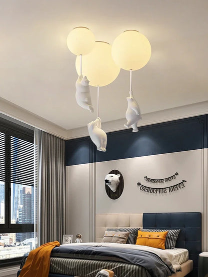Kids Room Chandelier, Nursery Decor, TikTok Viral 2026 Gift – Ceiling Light Bear Cartoon Acrylic Spheres