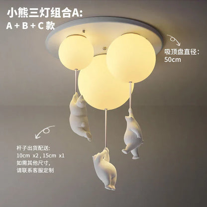 Ceiling LED Light Warm Cartoon Bear Design Kids Bedroom Ceiling Lamp Fall 2025 Cozy Nightlight Decor