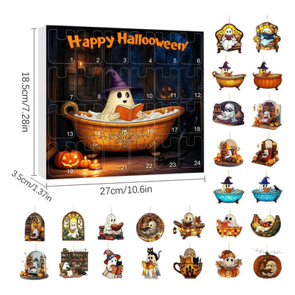 Countdown Halloween Calendar 24 Acrylic Ghosts Decor