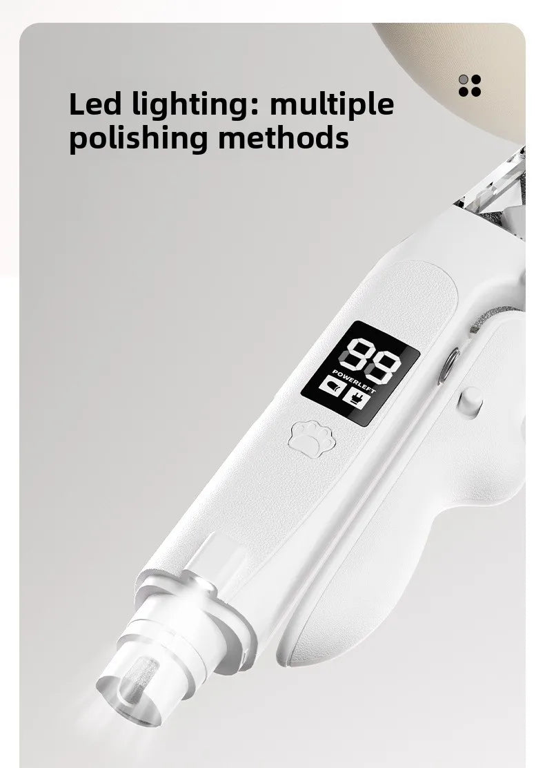 USB-C Battery-Powered Dog Cat Trimmer 2026 – 2-in-1 Pet Nail Clipper & Grinder with LED Blood Line Light