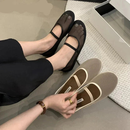 Light Women’s Mary Jane Flats - Shallow Mesh, Casual