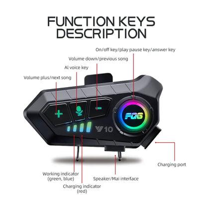Water-Resistant Hands-Free Call Music Speaker Universal Fit 2026 – Bluetooth 5.3 Motorcycle Helmet Headset Y10