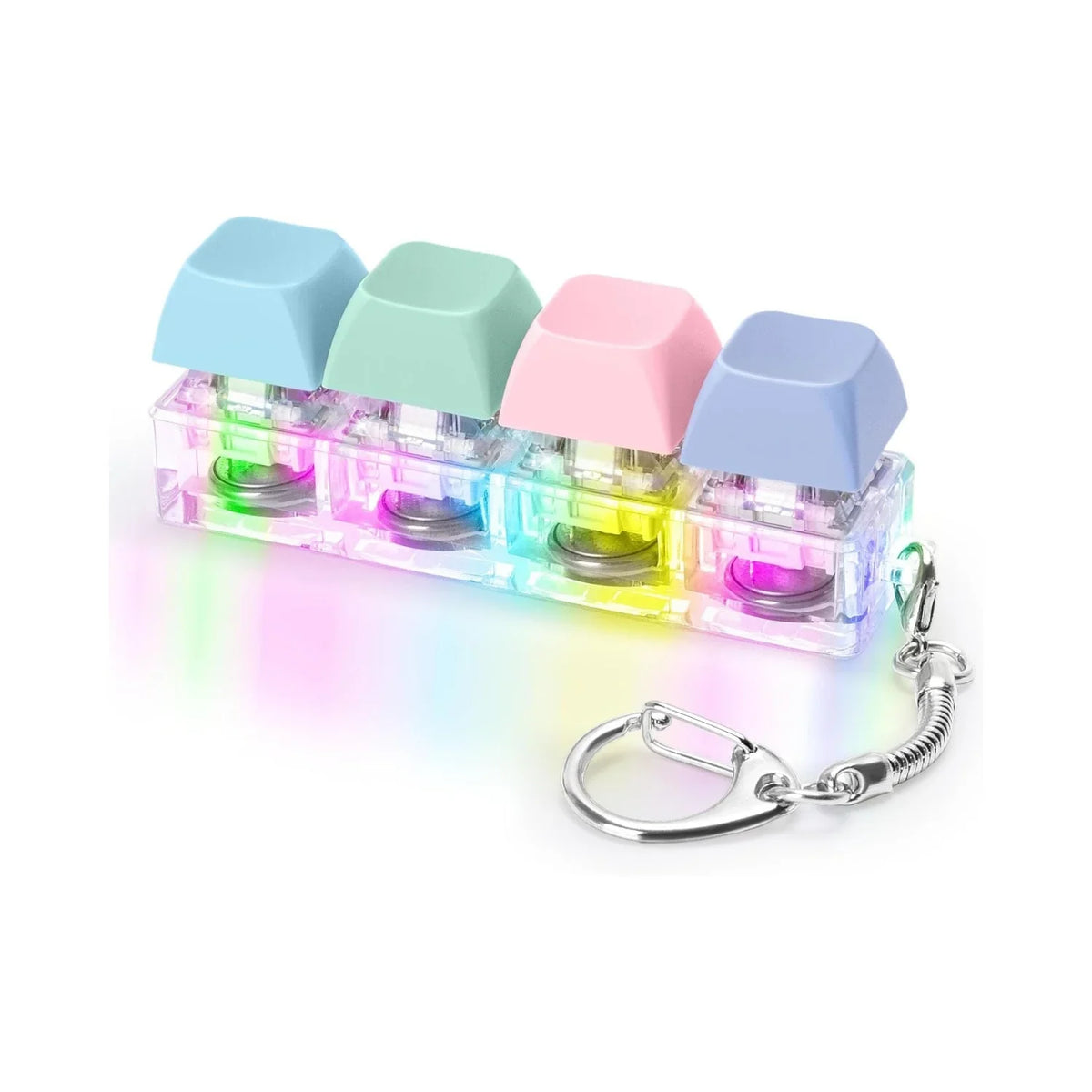Fidget Keyboard Toy LED Keychain 4 In 1 Stress Relief