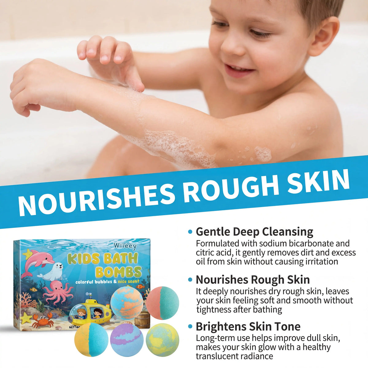 Kids Bath Bombs Kit 6 Pcs Colorful Fizzy With Surprise Inside Moisturizing Formula Birthday Gift