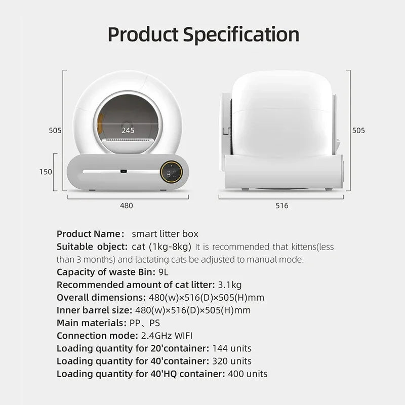 Smart Automatic Cat Litter Box 65L Self Cleaning APP Control Fully Enclosed Litter Box Fall 2025 Gift