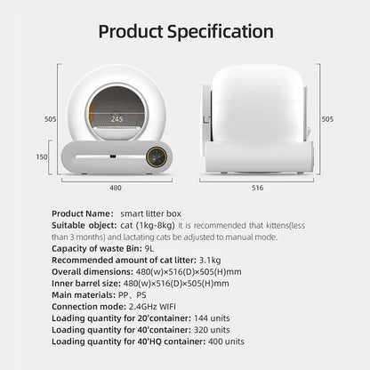 Smart Automatic Cat Litter Box 65L Self Cleaning APP Control Fully Enclosed Litter Box Fall 2025 Gift