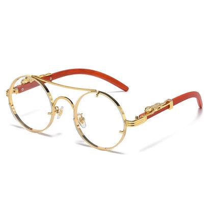 Punk Retro Round Sunglasses for Men & Women - Fashionable Double Bridge Design for Travel and Shopping