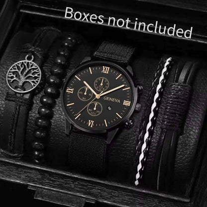 Quartz Watch And Bracelet Kit Nylon Band Casual Gift