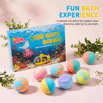 Kids Bath Bombs Kit 6 Pcs Colorful Fizzy With Surprise Inside Moisturizing Formula Birthday Gift