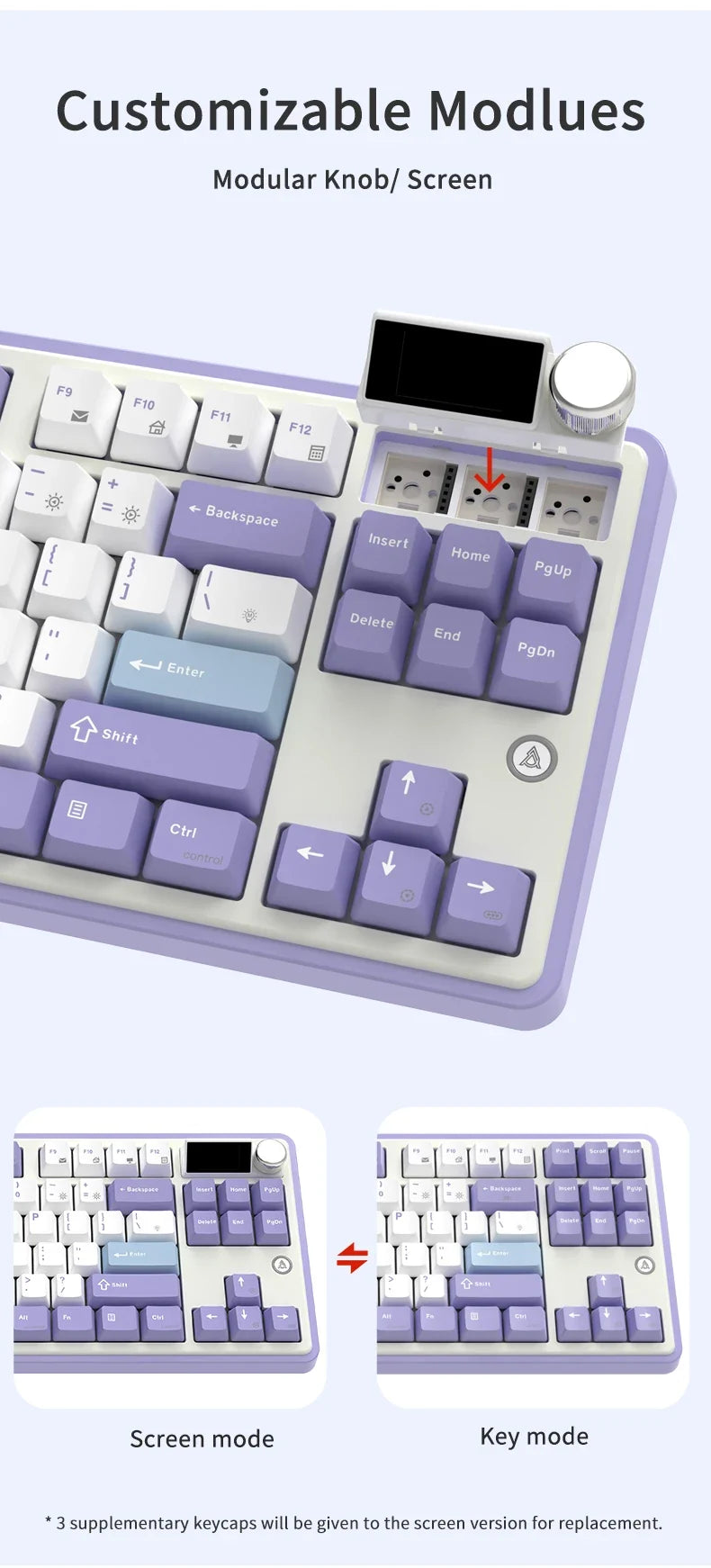 Keyboard Mechanical 87 Key Tri Mode RGB Hot Swappable