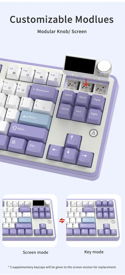 Keyboard Mechanical 87 Key Tri Mode RGB Hot Swappable