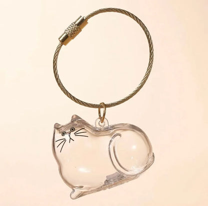 Hair Dog Keepsake Keychain Pendant Clear Resin Charm