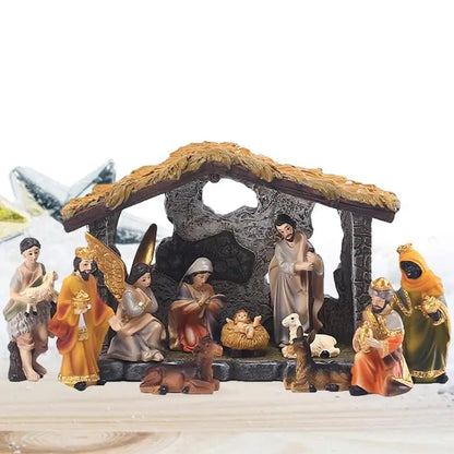 Nativity Scene Kit 12-Piece Resin Tabletop Nativity Kit for Christmas Indoor Decor Timeless Centerpiece