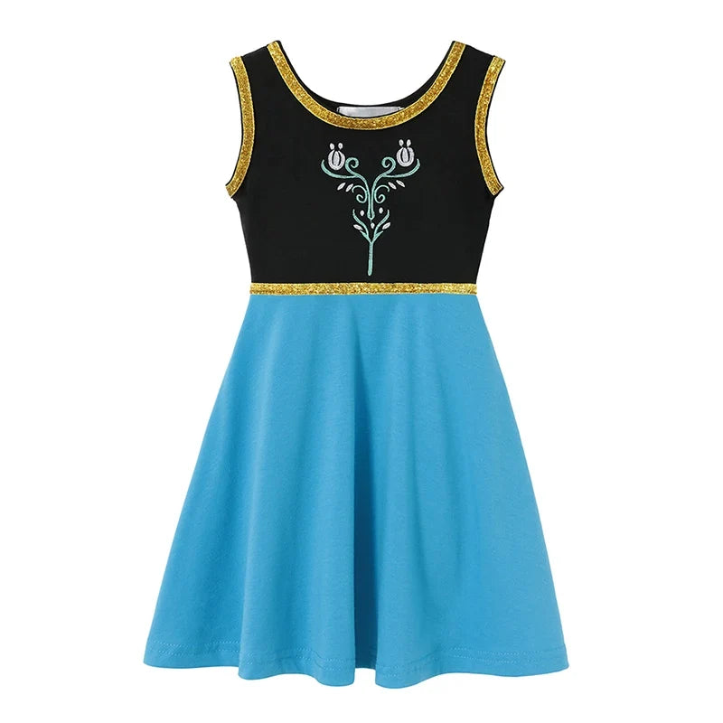 Light girls' dress - sleeveless a-line, polyester, elastane, casual summer wear