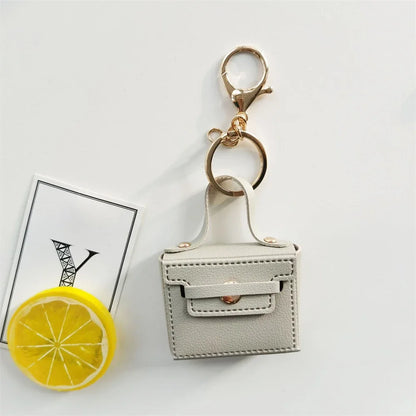 Free 1+1 Birkin Inspired Mini Hand Bag - Solid Color PU Leather Coin Bag Keychain Charm